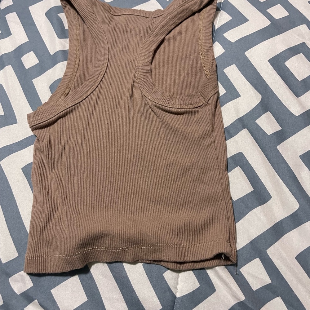 Tan Sleeveless Ribbed Top - Picture 4 of 4